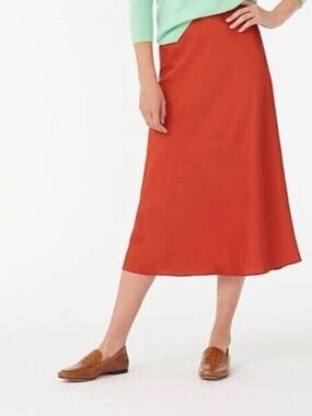 J.Crew Burnt Orange Satin Skirt, Sz Medium EUC